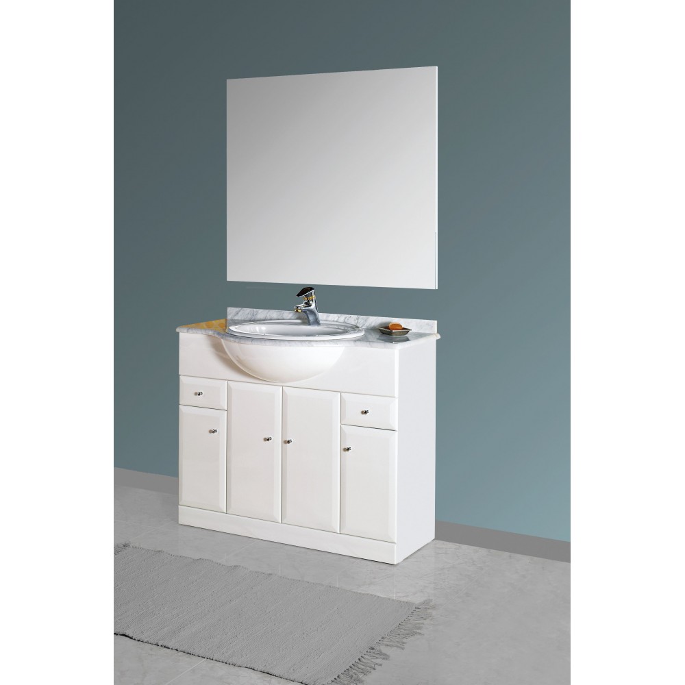 Bakea-Mueble de baño color blanco con lavabo y espejo